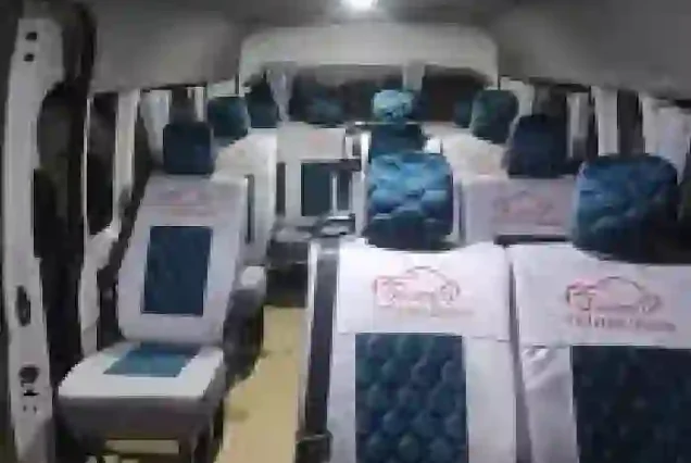 Comfortable seats inside the Manolo Tours VIP minibus.